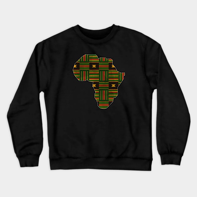 Africa Map Green, West African Ankara, Kente Crewneck Sweatshirt by kentevibes